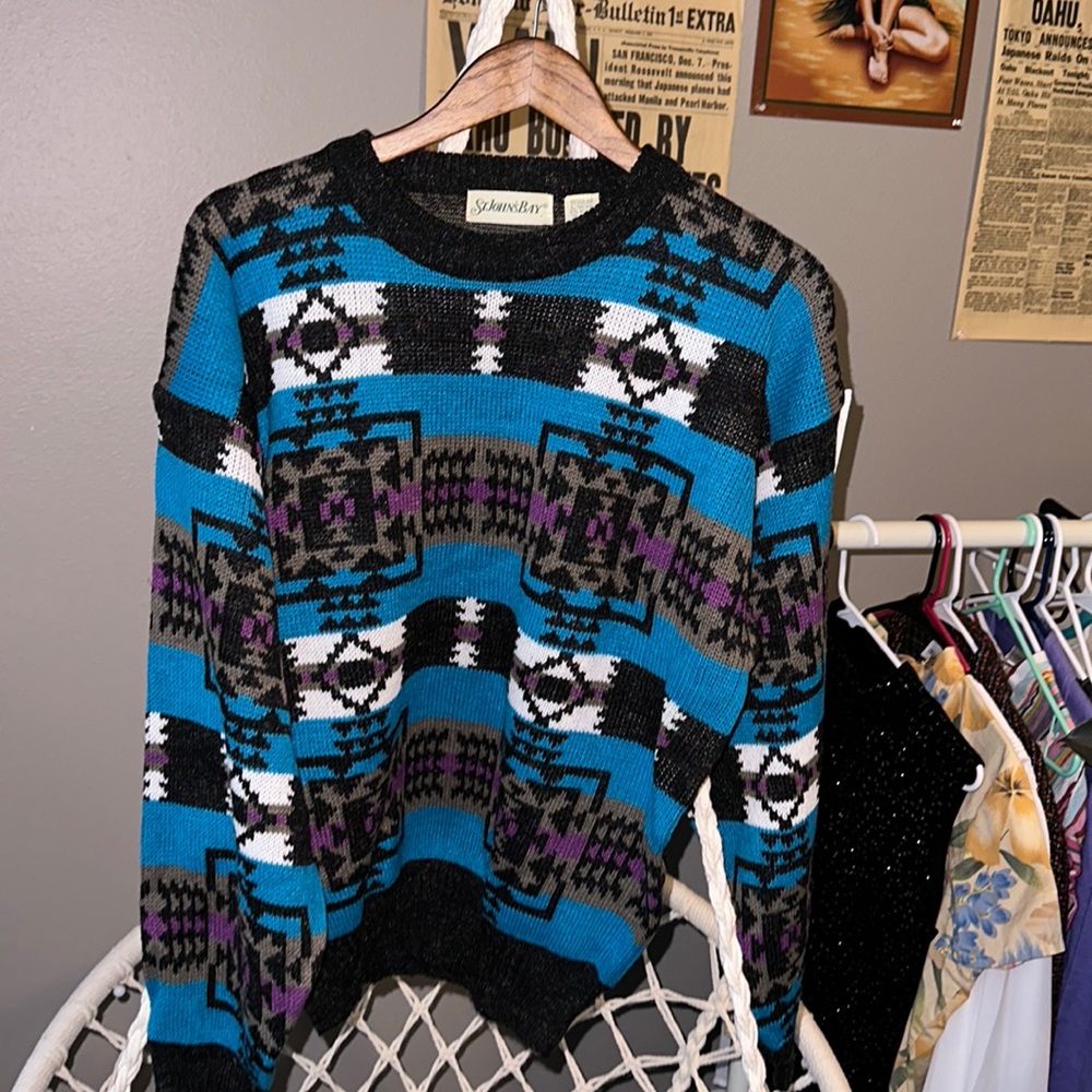 Large St. John’s Bay sweater.
